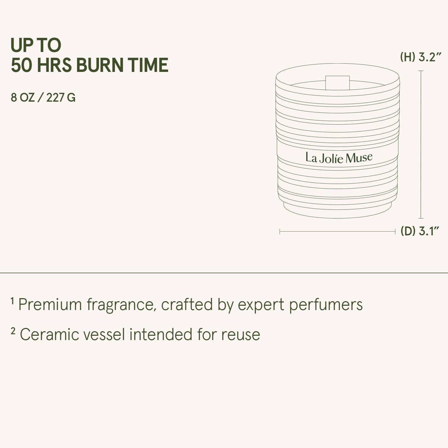 La Jolie Muse Lucienne - 8oz Natural Soy & Wooden Wick Candle
