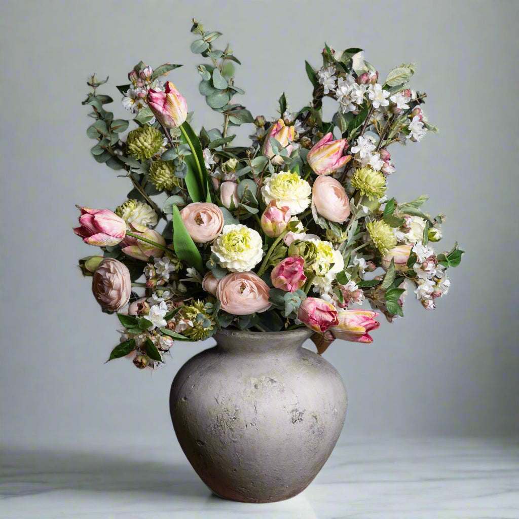 Darcy Antique White Ceramic Aged Stone Vase