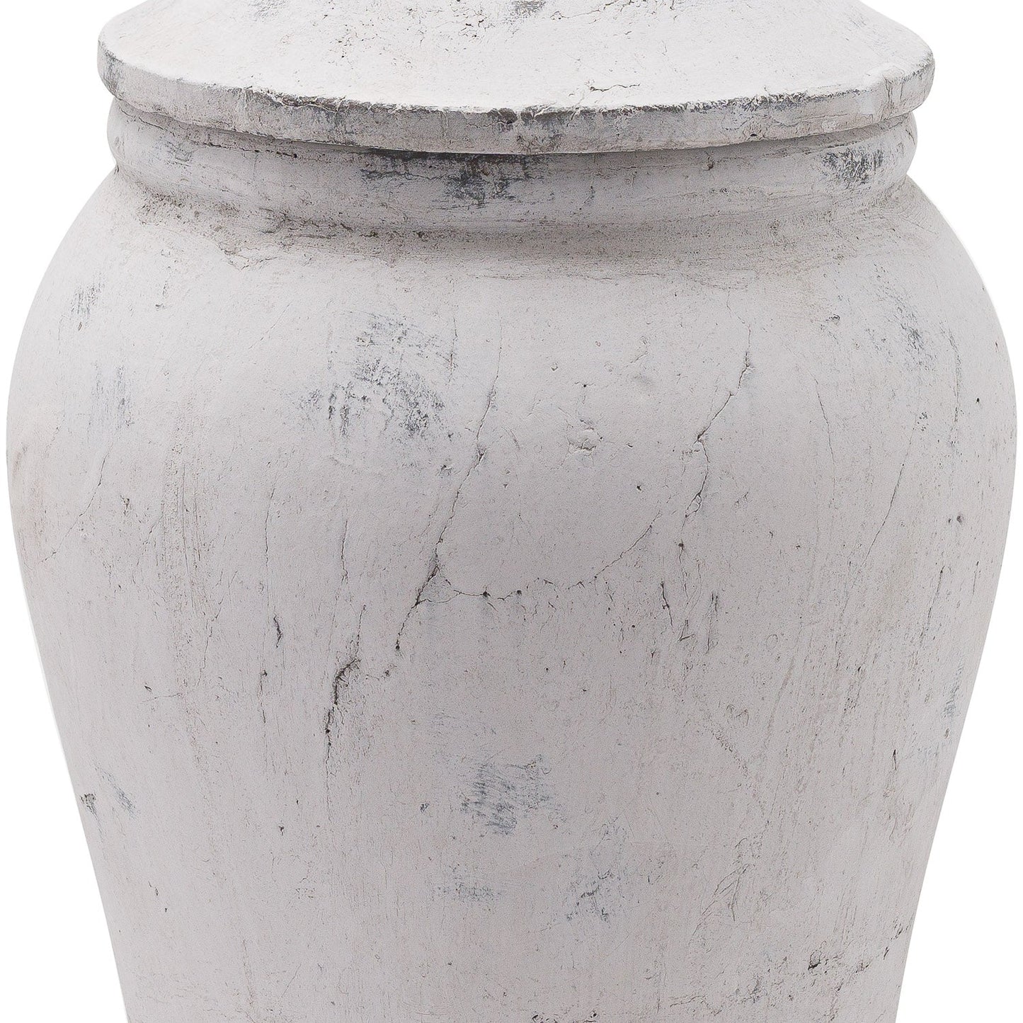 15.4" Handcrafted Aged Stone Ceramic Ginger Jar - Vase