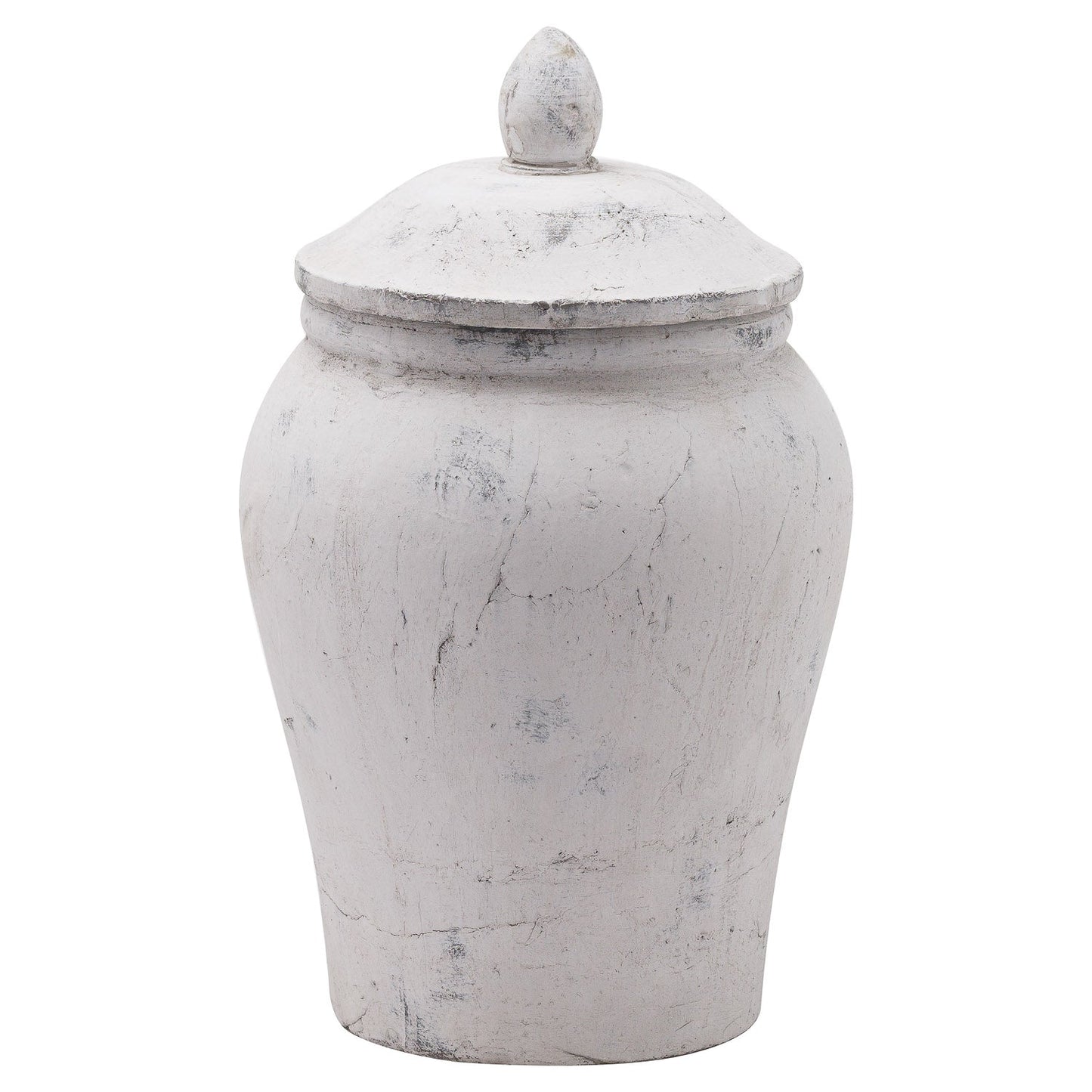 15.4" Handcrafted Aged Stone Ceramic Ginger Jar - Vase