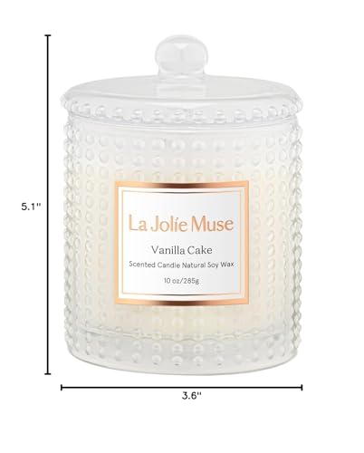 La Jolie Muse Luxury Glass Jar Natural Soy Candles - 75 Hour Burn Time, 10 oz