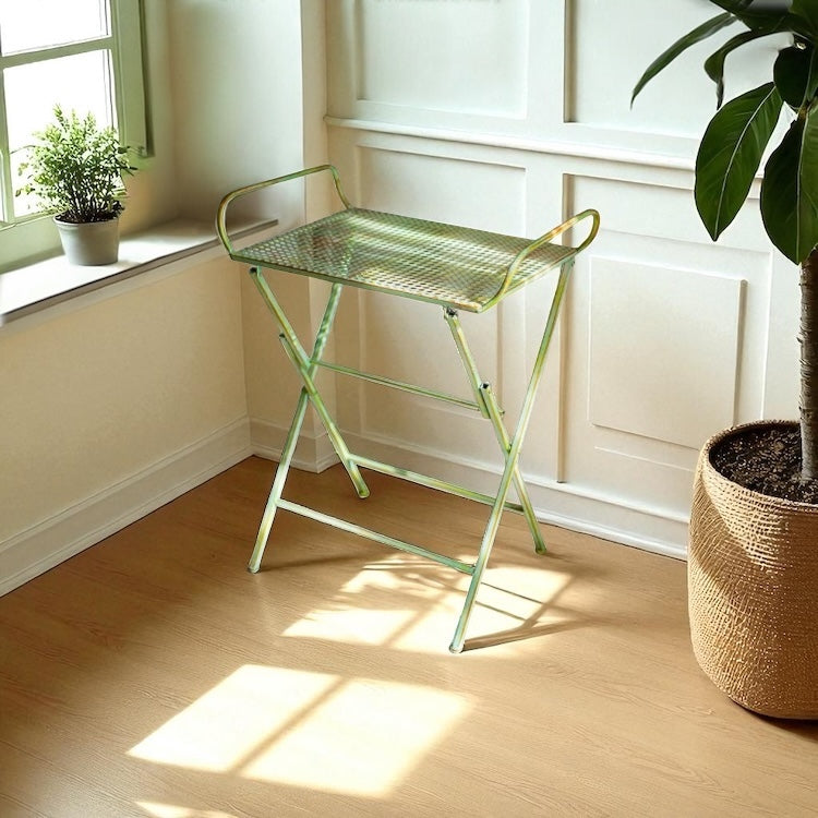 Vintage Green Iron Display Tray or Side Table