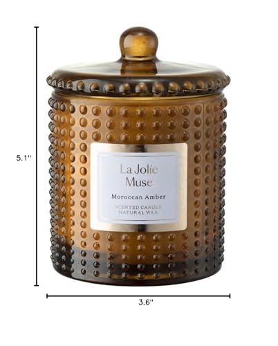 La Jolie Muse Luxury Glass Jar Natural Soy Candles - 75 Hour Burn Time, 10 oz
