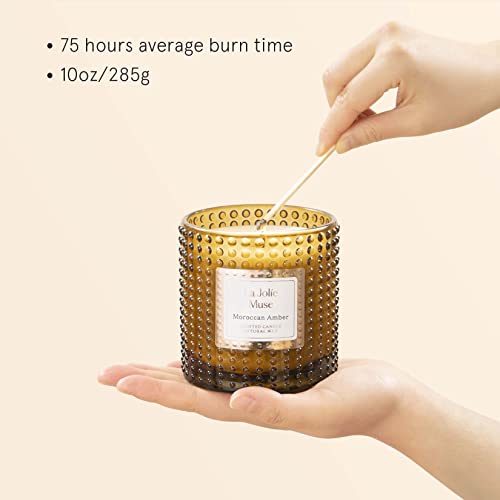 La Jolie Muse Luxury Glass Jar Natural Soy Candles - 75 Hour Burn Time, 10 oz
