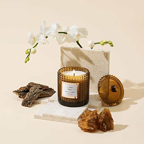 La Jolie Muse Luxury Glass Jar Natural Soy Candles - 75 Hour Burn Time, 10 oz