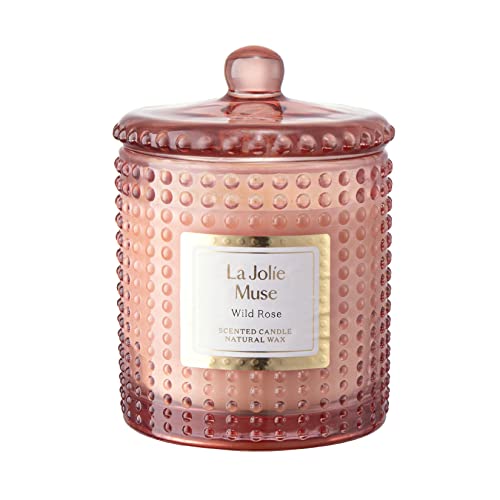La Jolie Muse Luxury Glass Jar Natural Soy Candles - 75 Hour Burn Time, 10 oz