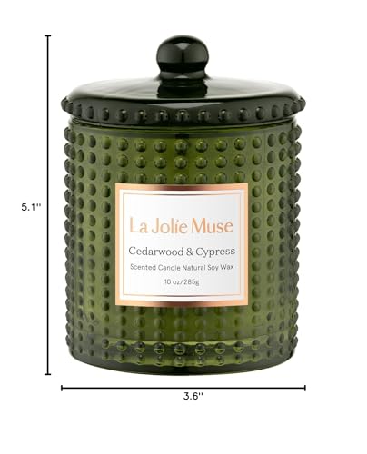 La Jolie Muse Luxury Glass Jar Natural Soy Candles - 75 Hour Burn Time, 10 oz