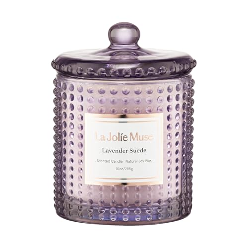 La Jolie Muse Luxury Glass Jar Natural Soy Candles - 75 Hour Burn Time, 10 oz