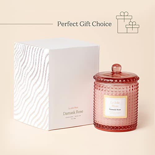 La Jolie Muse Luxury Glass Jar Natural Soy Candles - 75 Hour Burn Time, 10 oz
