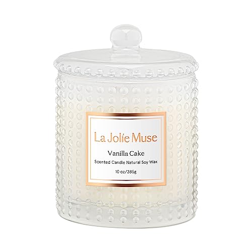 La Jolie Muse Luxury Glass Jar Natural Soy Candles - 75 Hour Burn Time, 10 oz