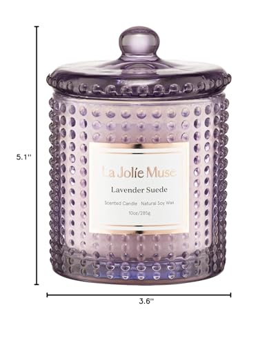 La Jolie Muse Luxury Glass Jar Natural Soy Candles - 75 Hour Burn Time, 10 oz