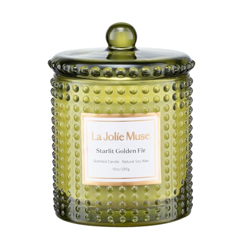 La Jolie Muse Luxury Glass Jar Natural Soy Candles - 75 Hour Burn Time, 10 oz