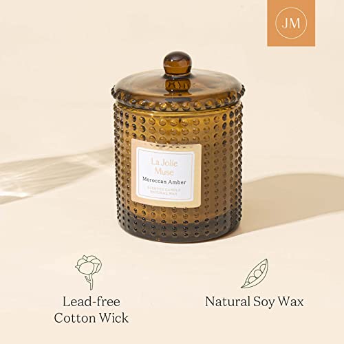 La Jolie Muse Luxury Glass Jar Natural Soy Candles - 75 Hour Burn Time, 10 oz
