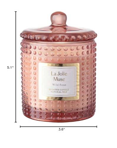 La Jolie Muse Luxury Glass Jar Natural Soy Candles - 75 Hour Burn Time, 10 oz
