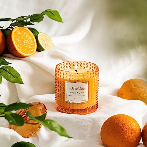 La Jolie Muse Luxury Glass Jar Natural Soy Candles - 75 Hour Burn Time, 10 oz
