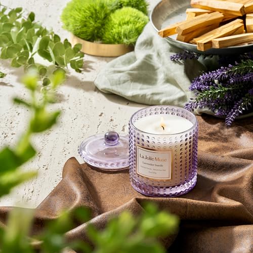 La Jolie Muse Luxury Glass Jar Natural Soy Candles - 75 Hour Burn Time, 10 oz
