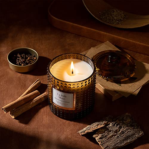 La Jolie Muse Luxury Glass Jar Natural Soy Candles - 75 Hour Burn Time, 10 oz