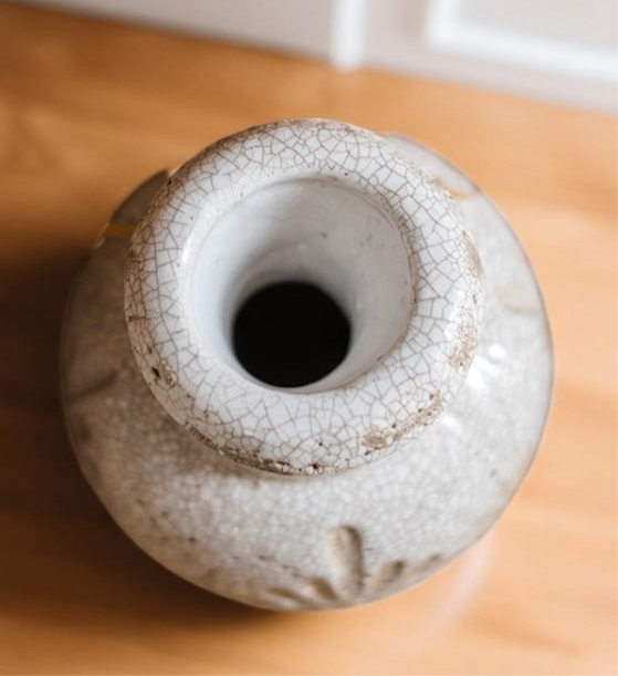 Handmade Textured Ceramic Vase - Floral Design