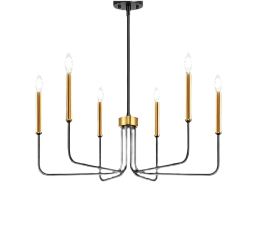 Contemporary Black and Gold 6-Light Chandelier