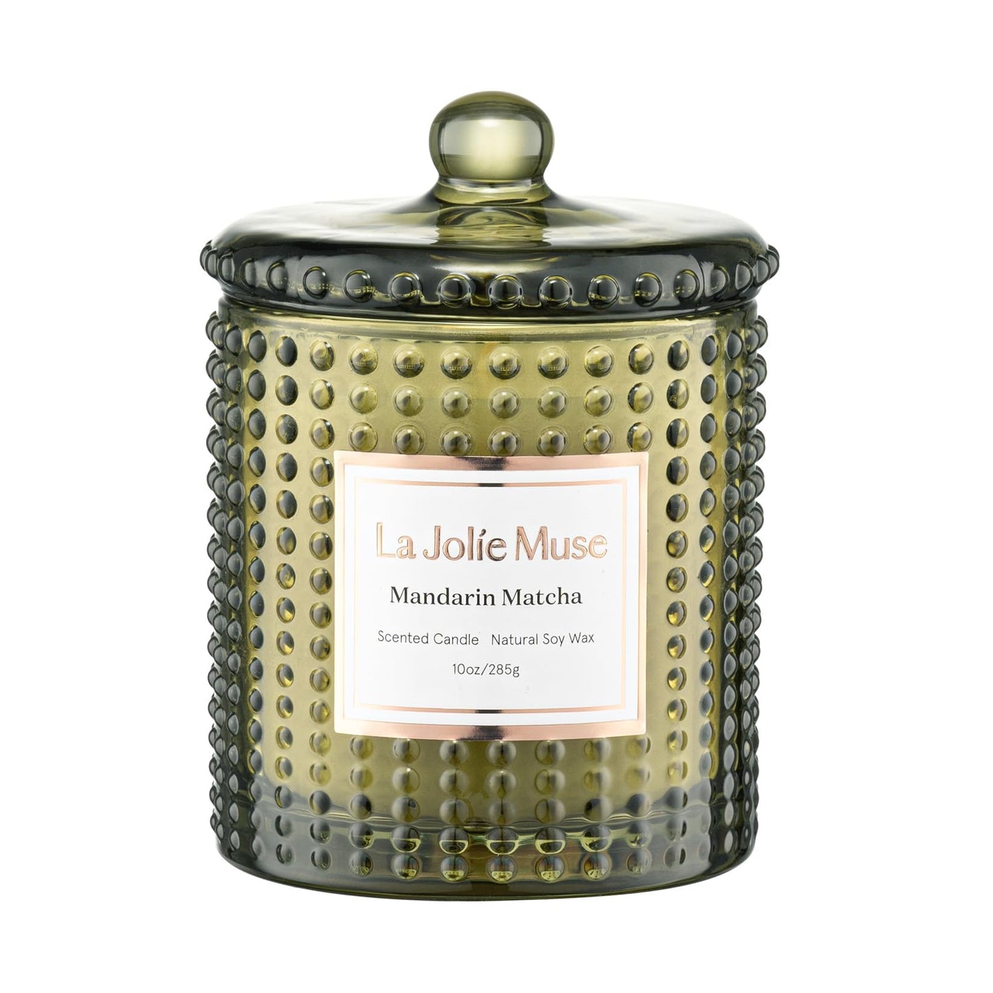 La Jolie Muse Luxury Glass Jar Natural Soy Candles - 75 Hour Burn Time, 10 oz