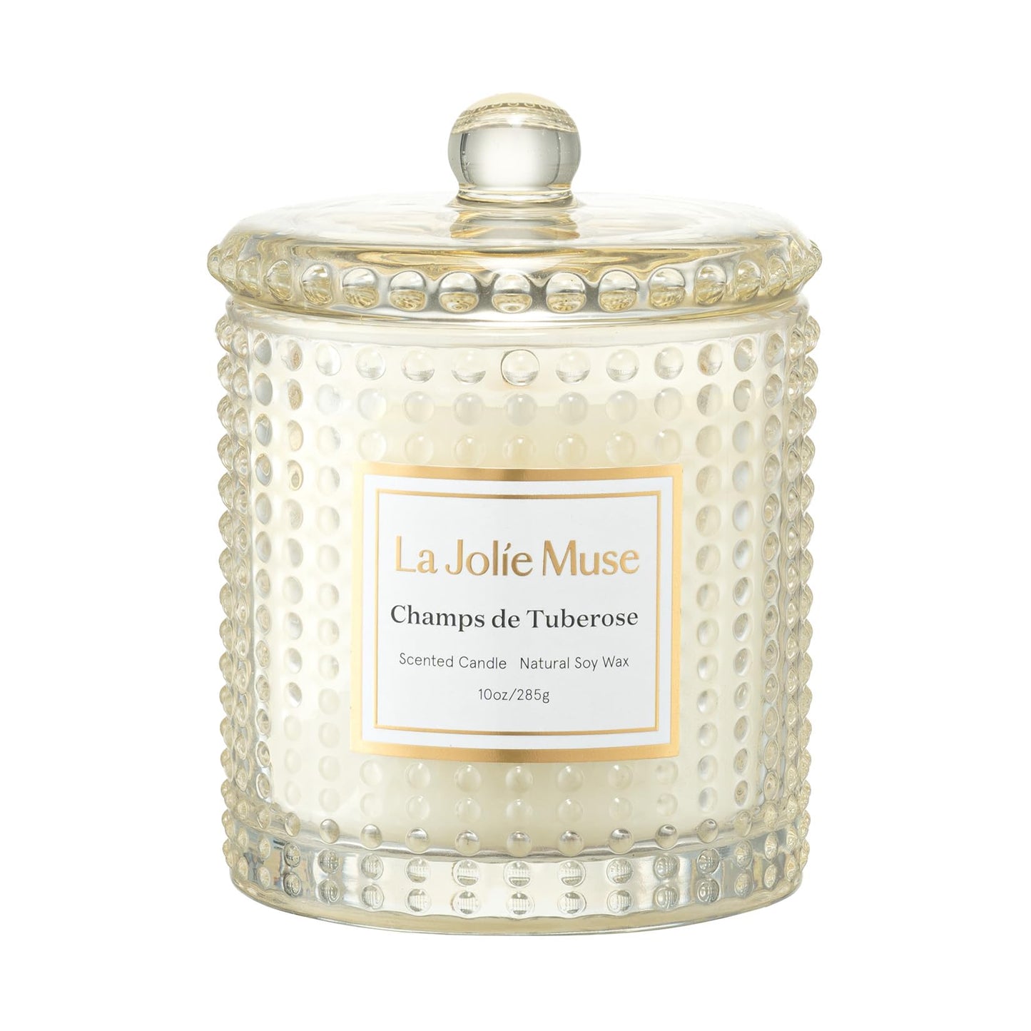 La Jolie Muse Luxury Glass Jar Natural Soy Candles - 75 Hour Burn Time, 10 oz