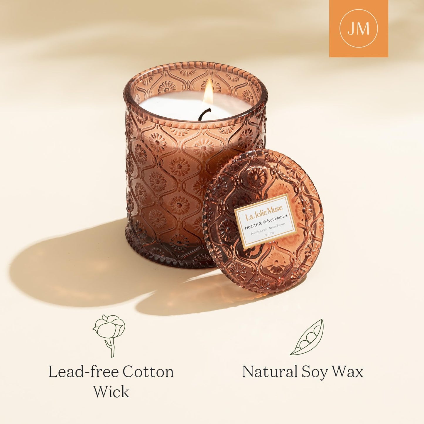La Jolie Muse Natural Soy Scented Candle - 6oz 40 Hour Burn Time