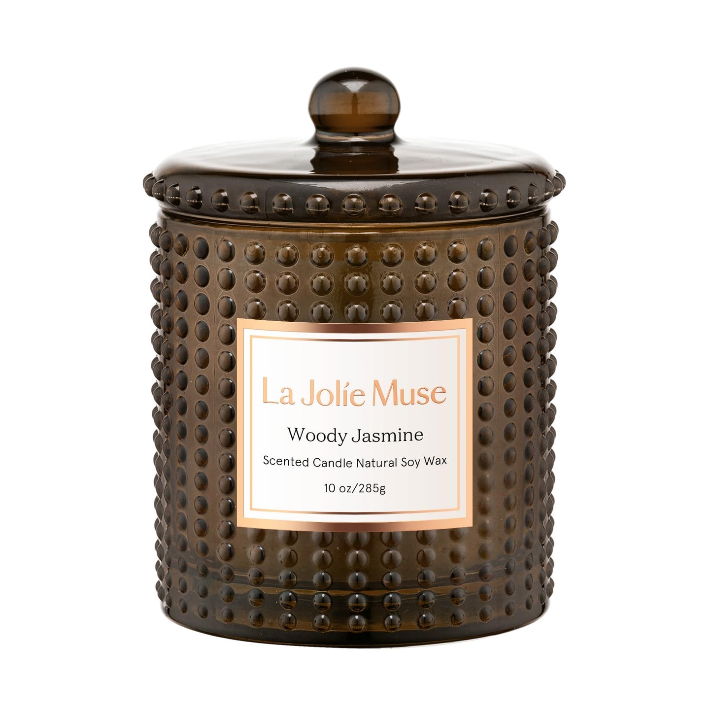 La Jolie Muse Luxury Glass Jar Natural Soy Candles - 75 Hour Burn Time, 10 oz