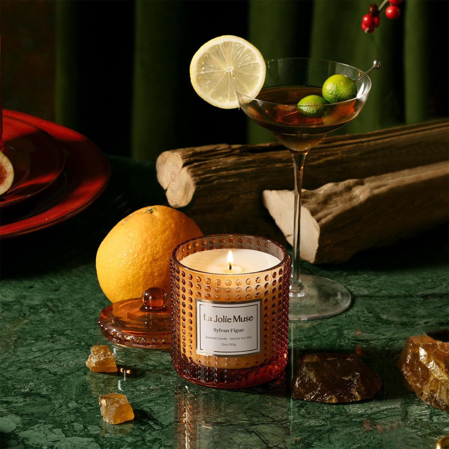 La Jolie Muse Luxury Glass Jar Natural Soy Candles - 75 Hour Burn Time, 10 oz