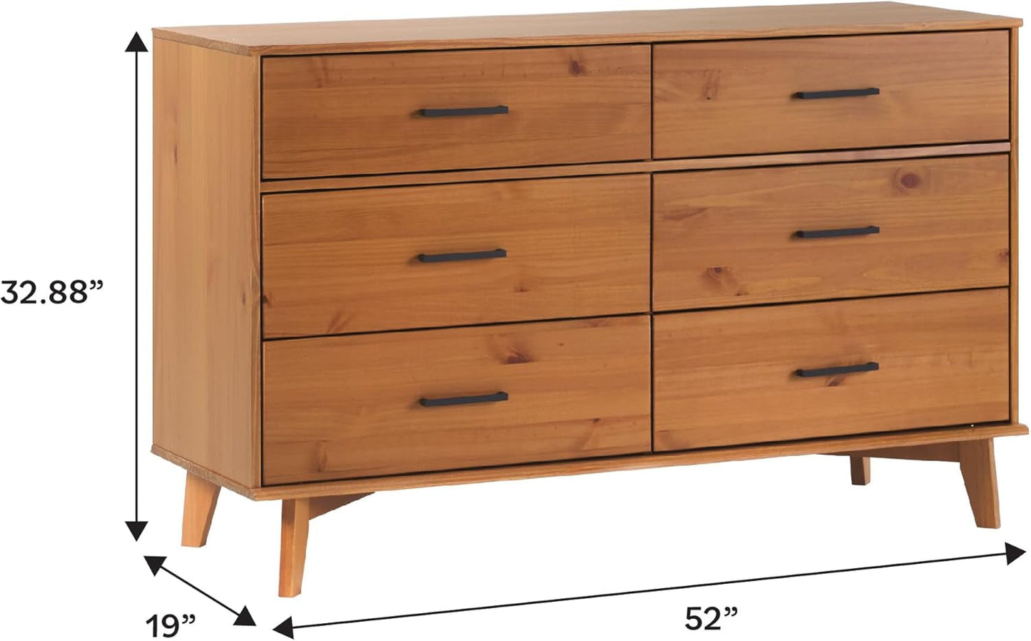 Solid Pine Wood 6-Drawer Dresser