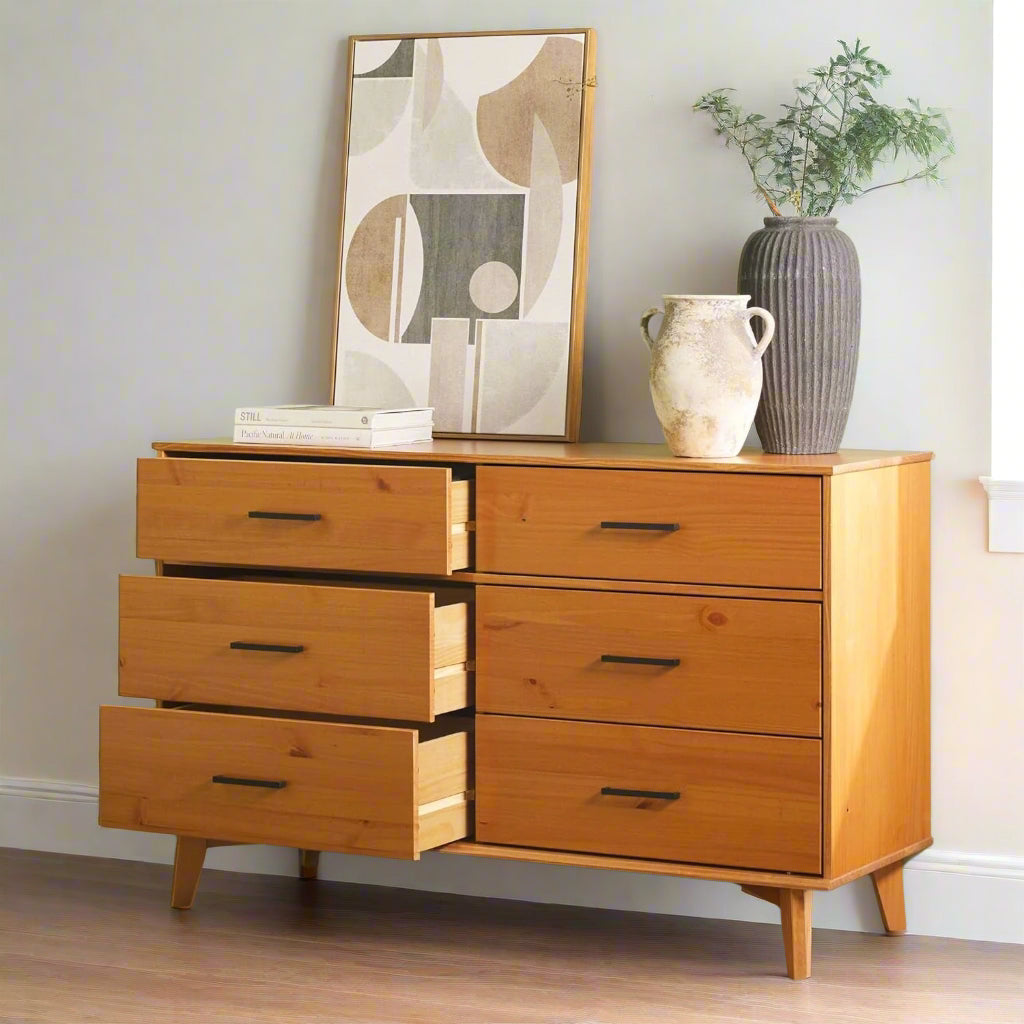 Solid Pine Wood 6-Drawer Dresser