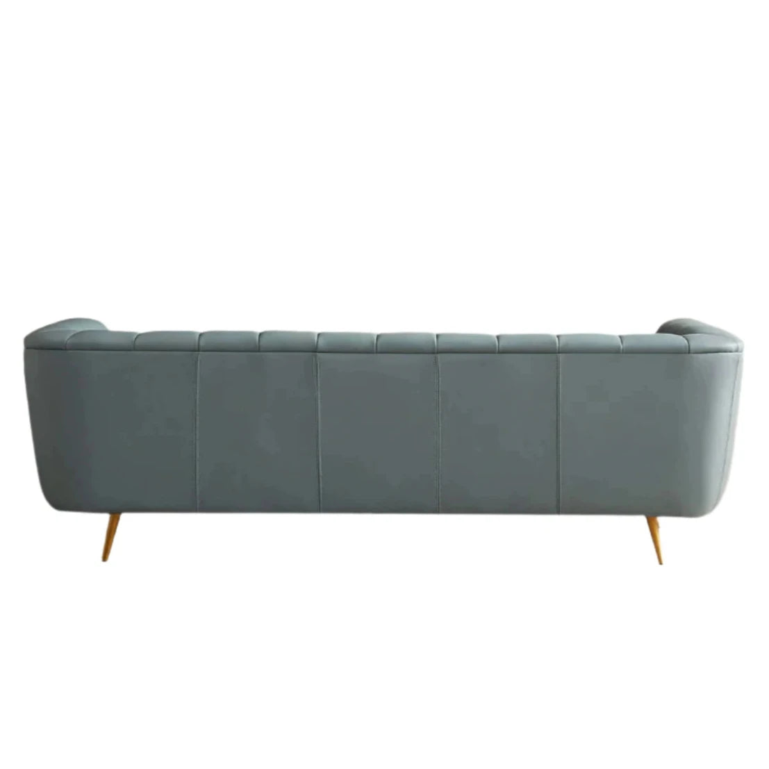 LaMattina Genuine Italian Blue Leather Channel Tufted Sofa