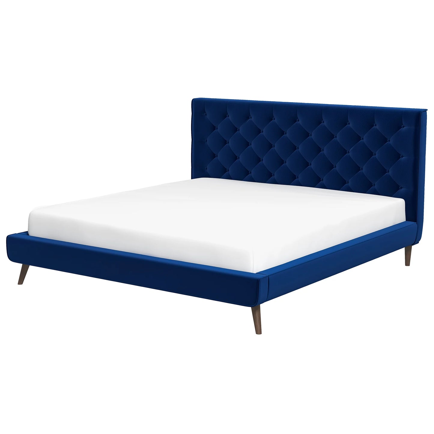 Dillon Blue Velvet Platform Bed - King Size