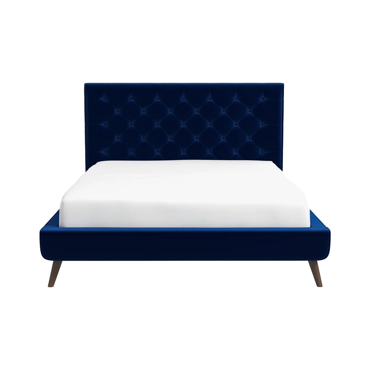 Dillon Blue Velvet Platform Bed - Queen Size