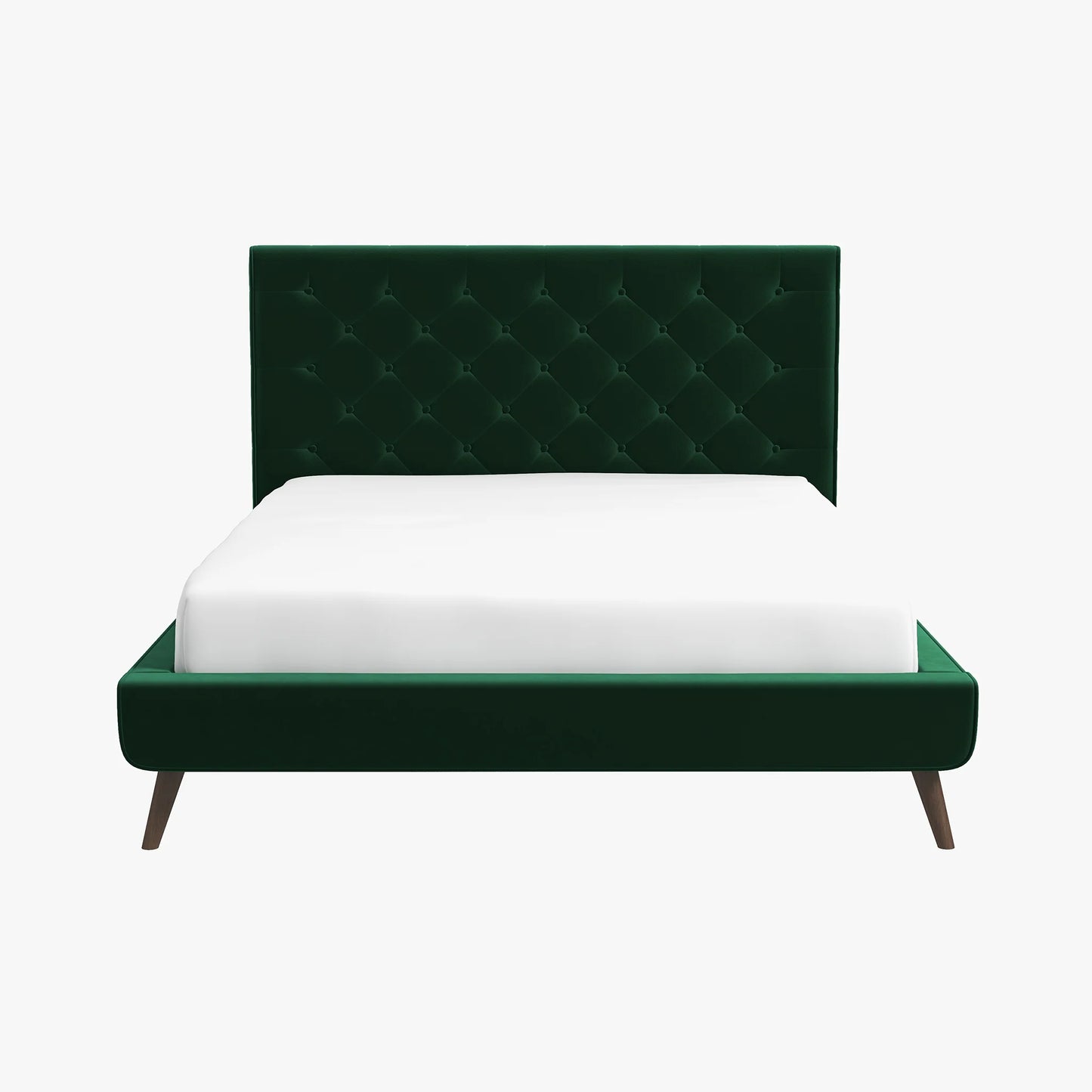 Dillon Dark Green Velvet Platform Bed - Queen Size