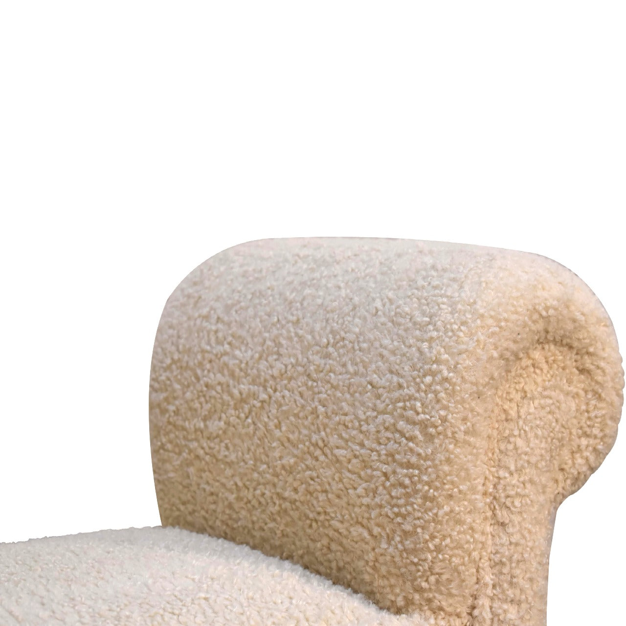 Cream Boucle Bench - Turned Wooden Legs
