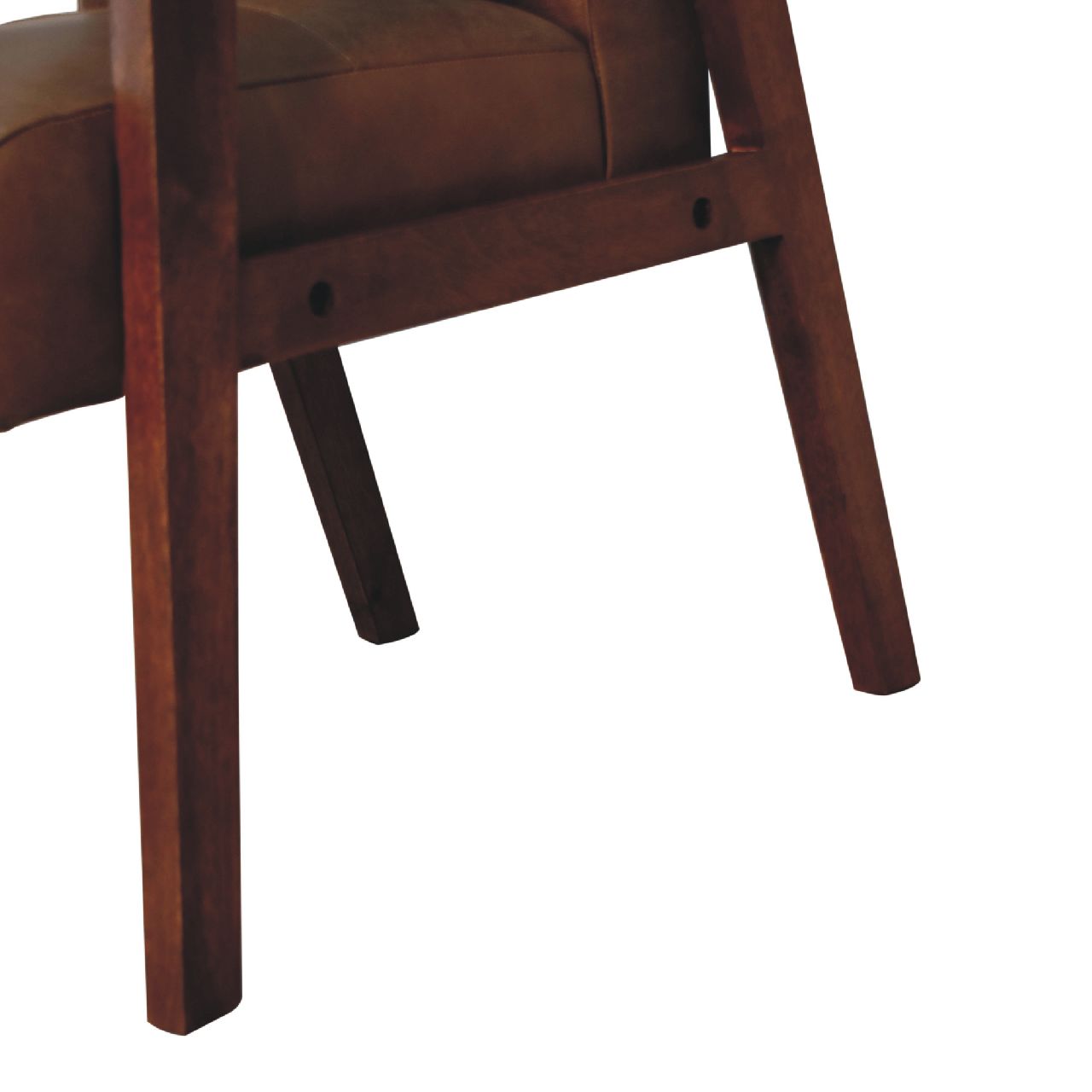 Contemporary Genuine Leather & Wood Accent Chair