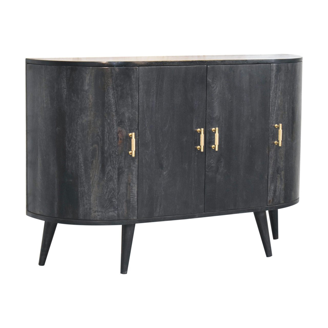 Ash Black Solid Wood Sideboard with Gold Hardware