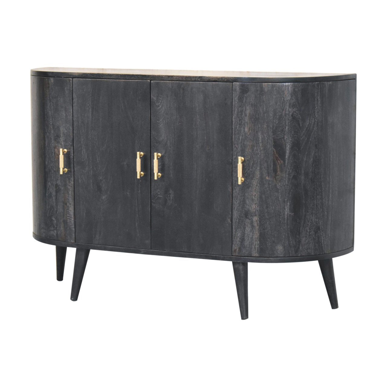 Ash Black Solid Wood Sideboard with Gold Hardware