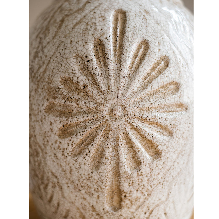 Handmade Textured Ceramic Vase - Floral Design