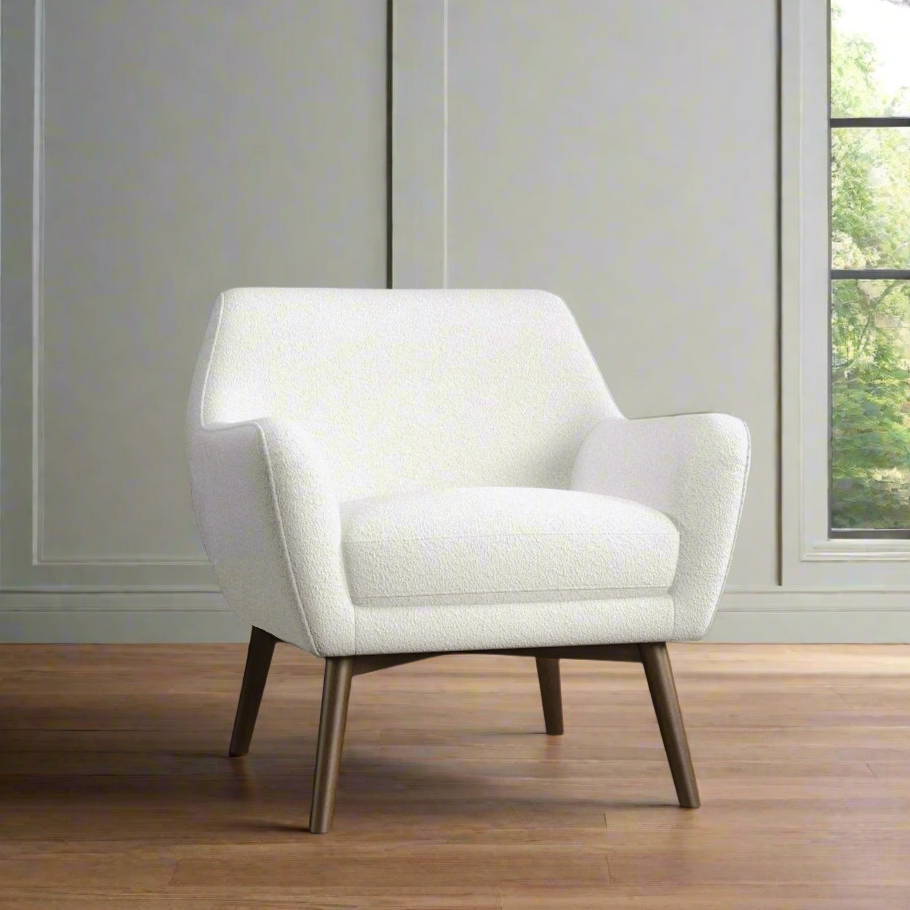 Panom Modern White Boucle Lounge Chair
