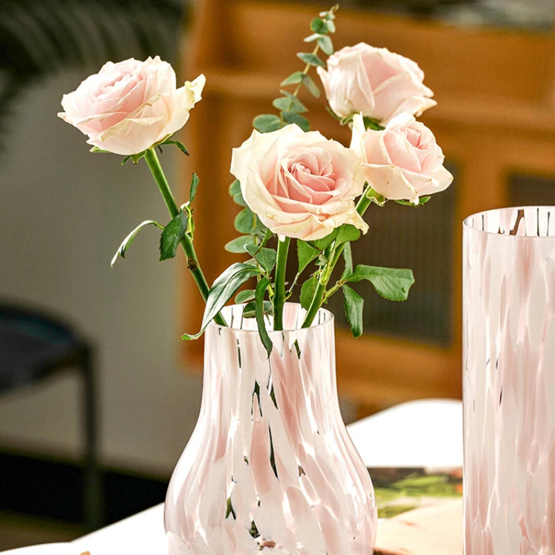 Vintage Inspired Handcrafted Glass Vase - Pink