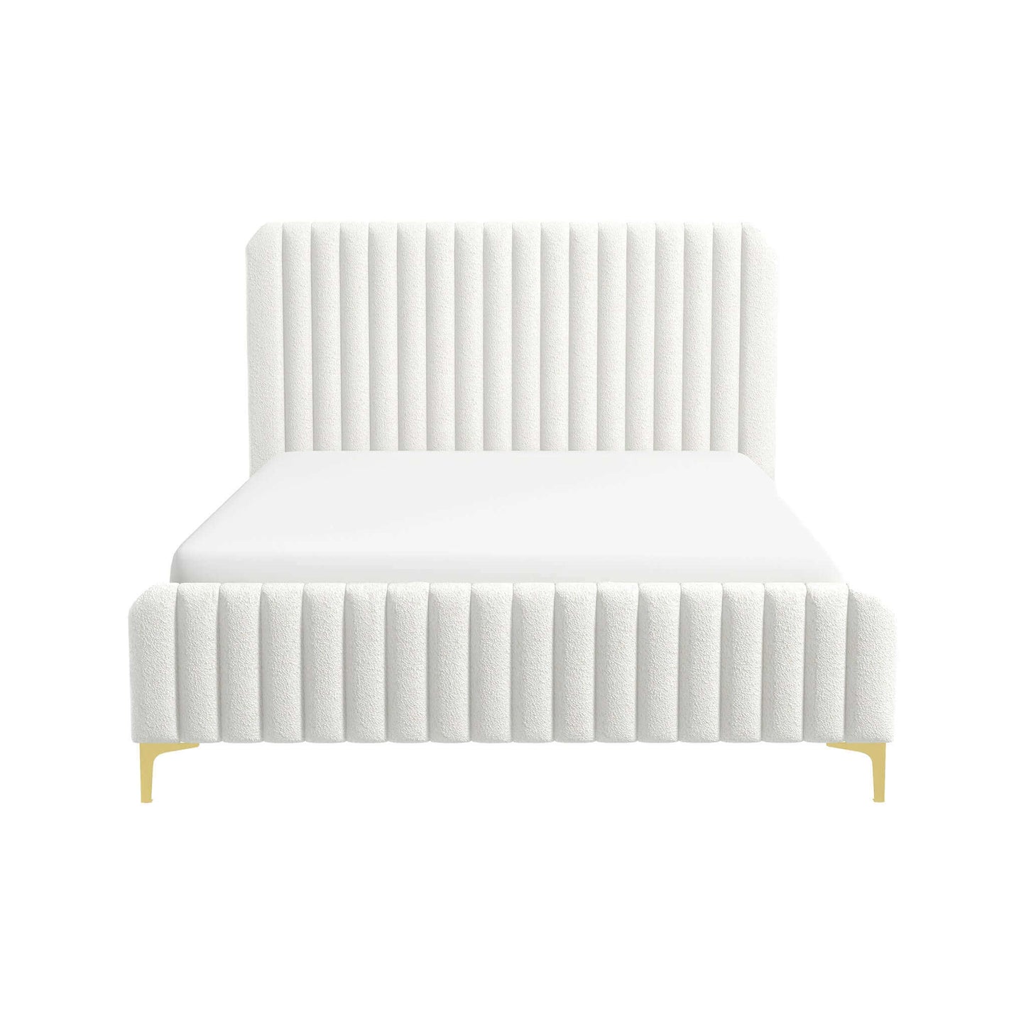 Valery Cream Boucle Platform Bed - Queen Size