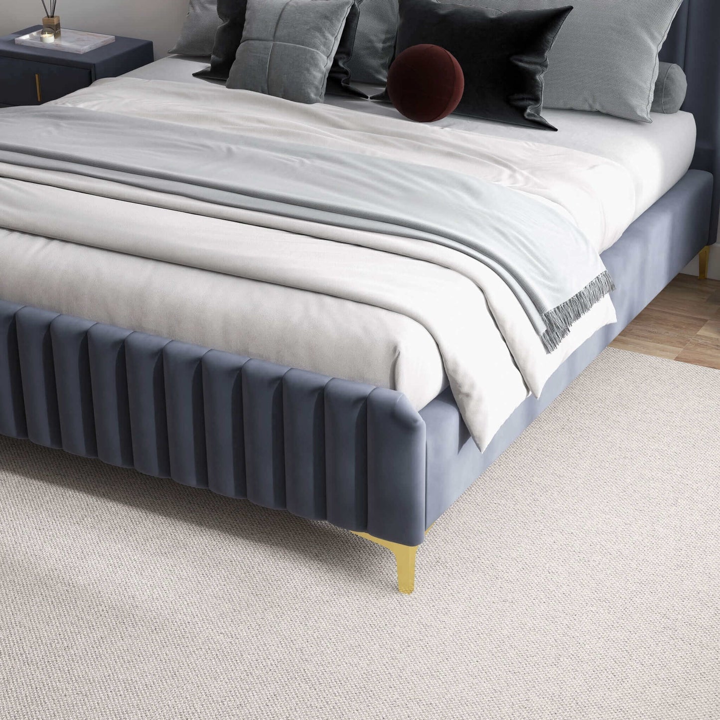 Bethany Velvet Upholstered Platform Bed - Queen