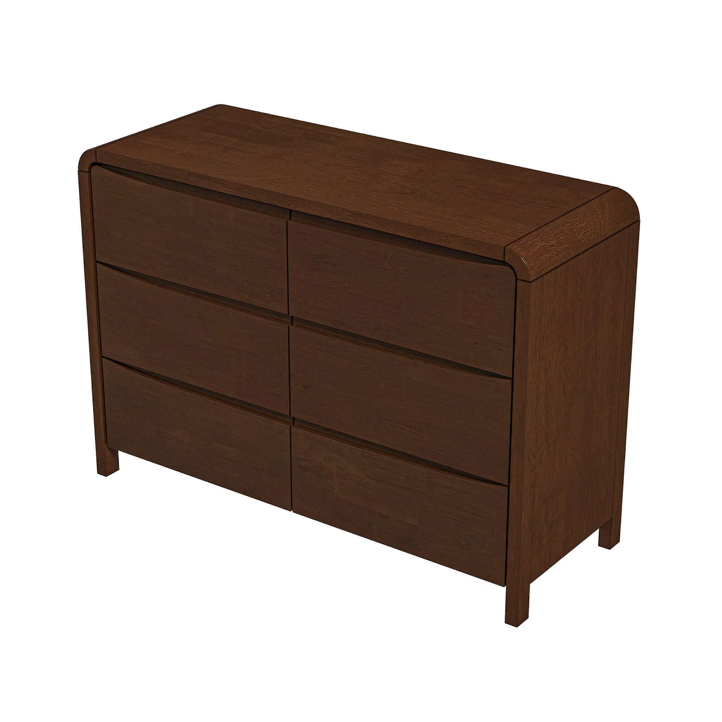 Lionel Mid Century Modern Solid Wood 6-Drawer Dresser - Walnut Finish