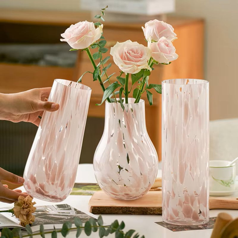 Vintage Inspired Handcrafted Glass Vase - Pink