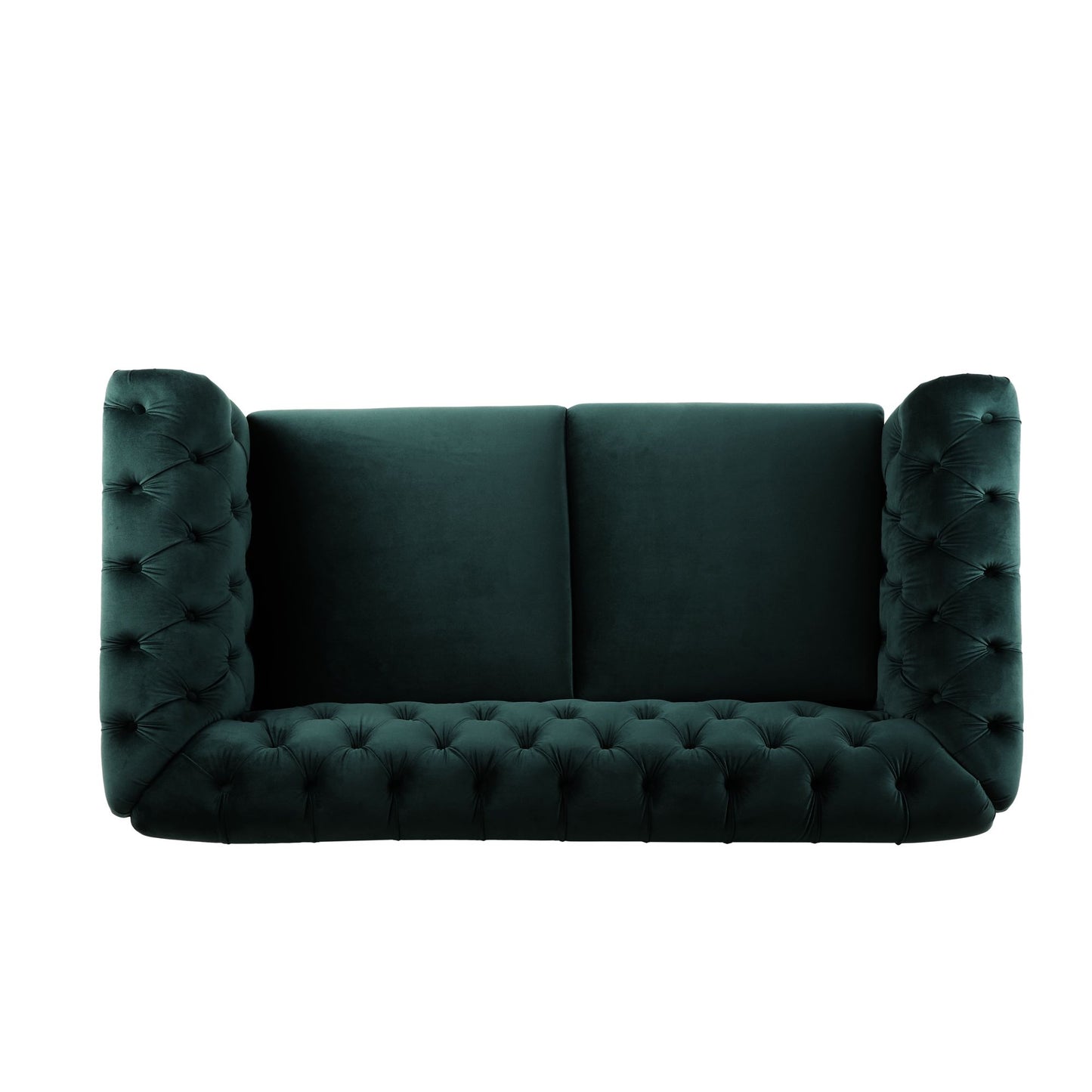 Chesterfield Tufted Velvet Loveseat 2-Seater Sofa - Forest Green