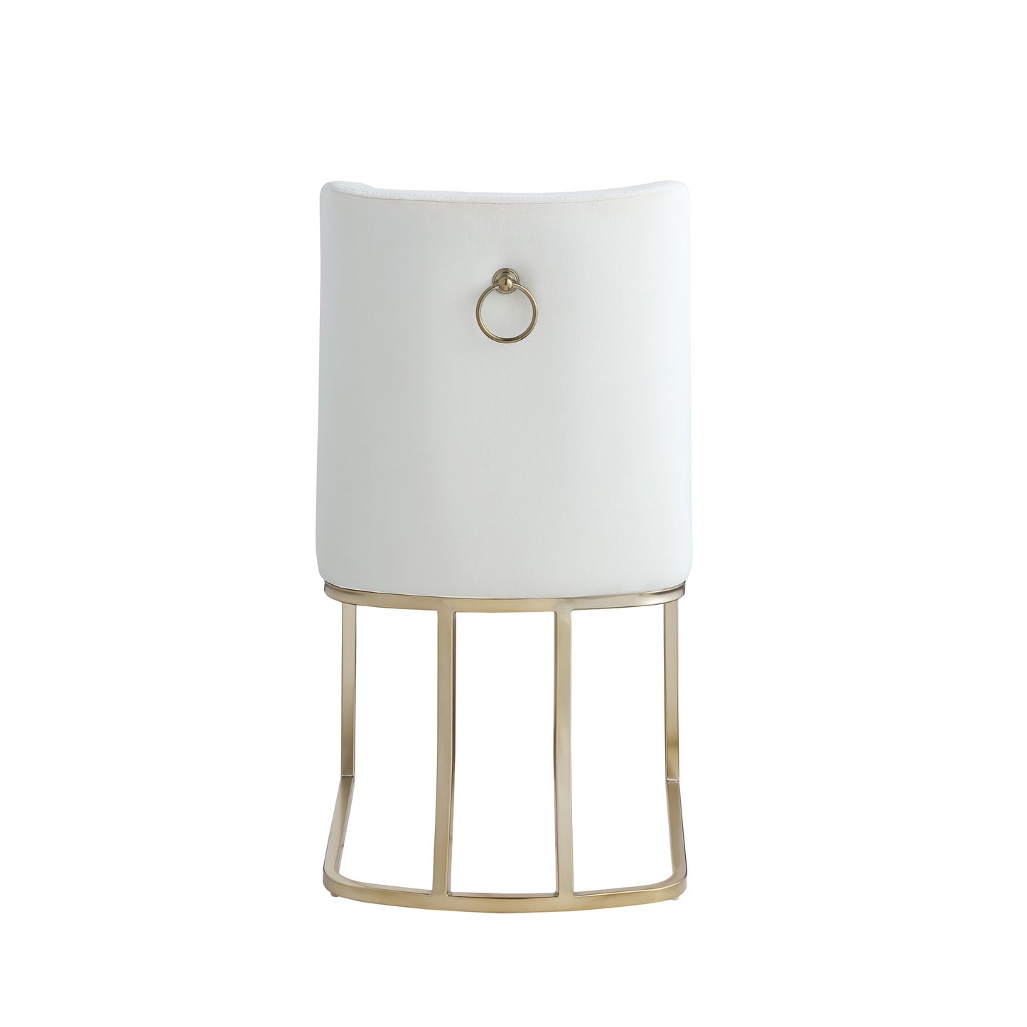 Velvet Upholstered Dining Chairs, Gold Metal Legs (Set of 2) - White
