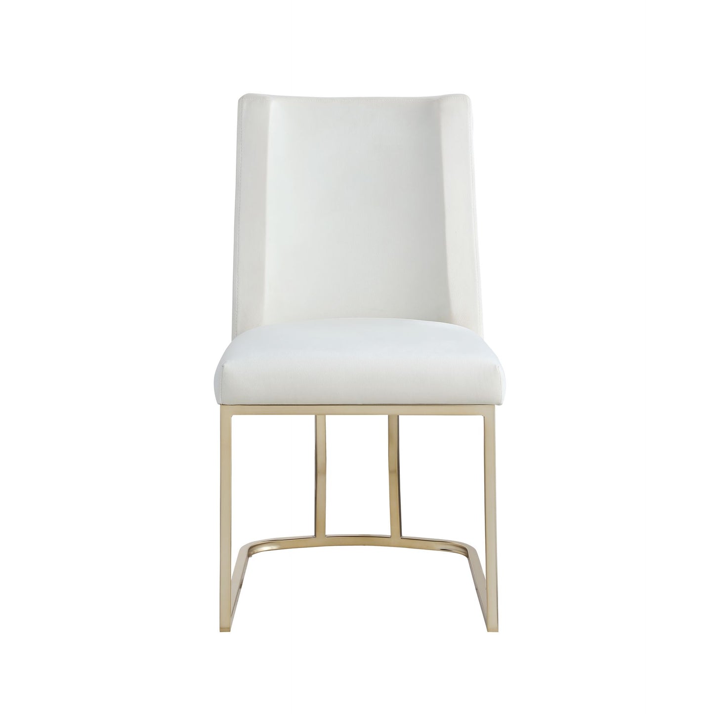 Velvet Upholstered Dining Chairs, Gold Metal Legs (Set of 2) - White