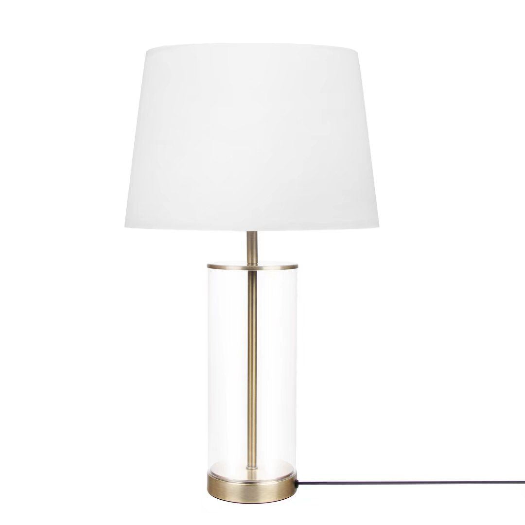 23" Table Lamp - Clear Glass with Brass Accents