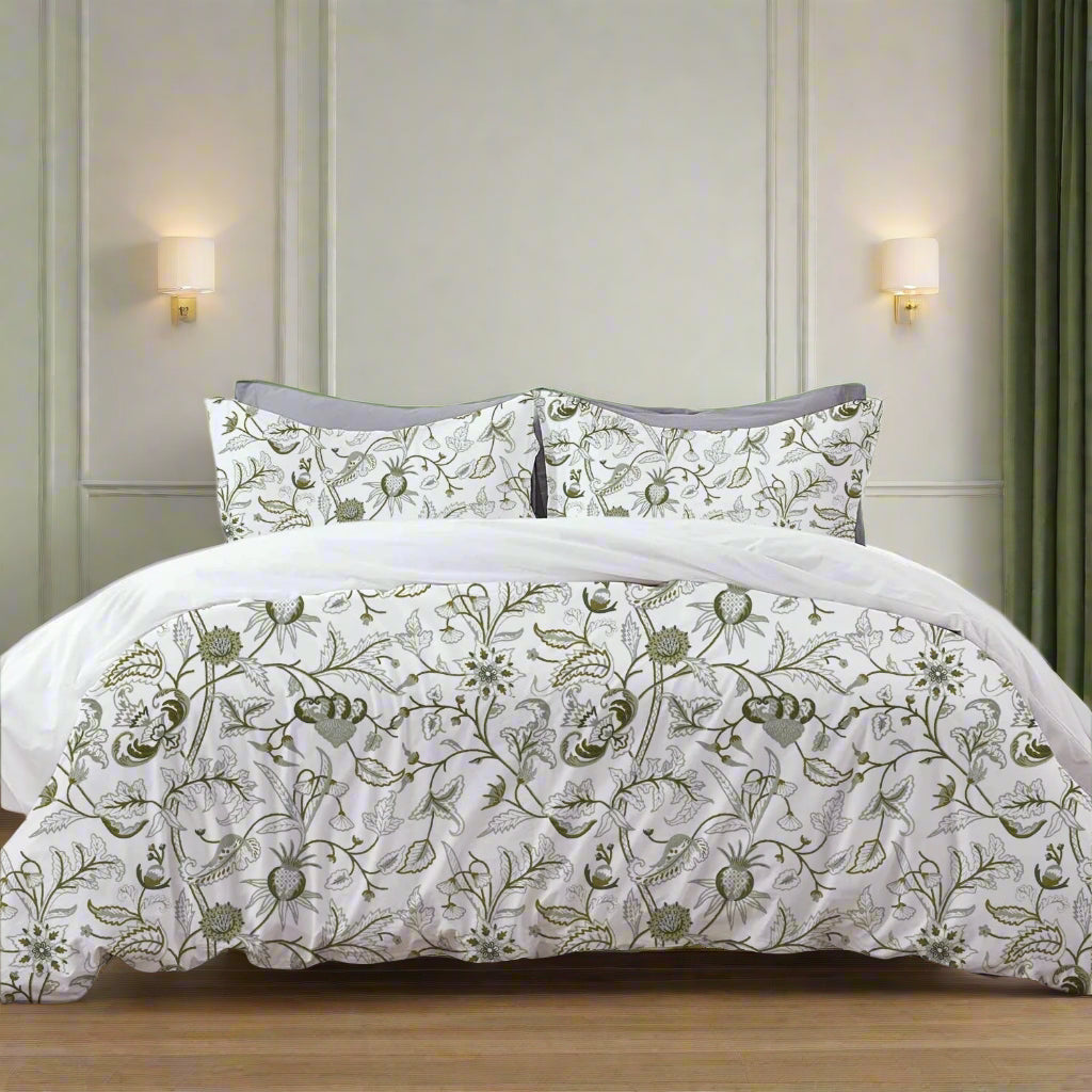 Selena Crewel Embroidered Duvet Set - Linen Cotton Blend